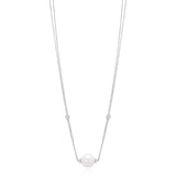 18ct White Gold South Sea Cultured Pearl and Diamond Chain Necklace