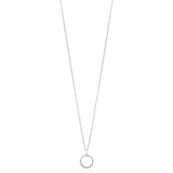 18ct White Gold Grain Set Round Brilliant Cut Diamond Circular Pendant and Chain