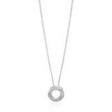 18ct White Gold Grain Set Diamond Circular Pendant and Chain
