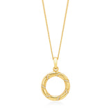 18ct Yellow Gold Pave Set Round Brilliant Cut Diamond Circular Pendant and Chain