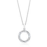 18ct White Gold Pave Set Round Brilliant Cut Diamond Circular Pendant and Chain