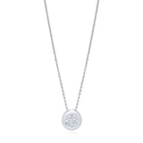 18ct White Gold Pave Set Round Brilliant Cut Diamond Pendant and Chain
