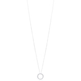 18ct White Gold Pave Set Round Brilliant Cut Diamond Circular Pendant and Chain