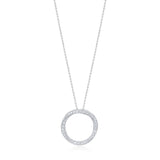 18ct White Gold Pave Set Round Brilliant Cut Diamond Circular Pendant and Chain