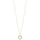 18ct Yellow and White Gold Pave Set Round Brilliant Cut Diamond Circular Pendant and Chain