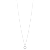 18ct White Gold Four Claw Set Round Brilliant Cut Diamond Circular Pendant and Chain