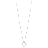 18ct White Gold Four Claw Set Round Brilliant Cut Diamond Circular Pendant and Chain