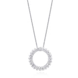 18ct White Gold Claw Set Round Brilliant Cut Diamond Circular Pendant and Chain