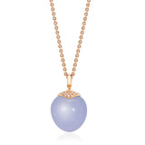 18ct Rose Gold Chalcedony and Round Brilliant Cut Diamond Pendant and Chain