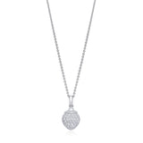 18ct White Gold Pave Set Round Brilliant Cut Diamond Pendant and Chain