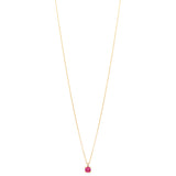 18ct Rose Gold Four Claw Set Round Cut Pink Tourmaline and Round Brilliant Cut Diamond Pendant and Chain