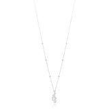 18ct White Gold Rub Set Round Brilliant Cut Diamond Drop Pendant and Chain