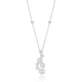 18ct White Gold Rub Set Round Brilliant Cut Diamond Drop Pendant and Chain