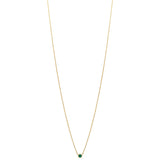 18ct Yellow Gold Rub Set Round Cut Emerald Pendant and Chain