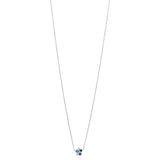 18ct White Gold Rub Set Round Cut Mixed Gemstone and Round Brilliant Cut Diamond Cluster Pendant and Chain