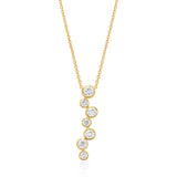 18ct Yellow Gold Rub Set Round Brilliant Cut Diamond Drop Pendant and Chain