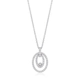 18ct White Gold Rub and Grain Set Round Brilliant Cut Diamond Drop Pendant and Chain