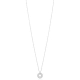 18ct White Gold Grain Set Round Brilliant Cut Diamond and Baguette Cut and Diamond Double Circular Pendant and Chain