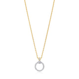 18ct White and Yellow Gold Rub and Grain Set Round Brilliant Cut Diamond Circular Pendant and Chain