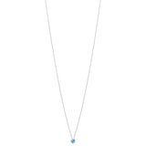 18ct White Gold Two Claw Set Round Cut Aquamarine Pendant and Chain