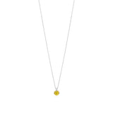 18ct White and Yellow Gold Cap Set Round Cut Yellow Beryl and Round Brilliant Cut Diamond Drop Pendant and Chain