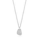 Piccolo 18ct White Gold Pave Set Round Brilliant Cut Diamond Pendant and Chain