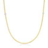 18ct Yellow and White Gold Milgrain Edge Grain Set Round Brilliant Cut Diamond Necklace