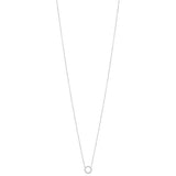 18ct White Gold Pave Set Round Brilliant Cut Diamond Circular Pendant and Chain