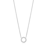 18ct White Gold Pave Set Round Brilliant Cut Diamond Circular Pendant and Chain