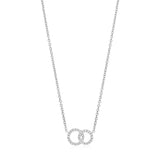 18ct White Gold Pave Set Round Brilliant Cut Diamond Double Circular Pendant and Chain