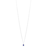 18ct White Gold Grain Set Oval Cut Sapphire and Round Brilliant Cut Diamond Halo Cluster Pendant and Chain