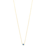 18ct Yellow Gold Rub Set Round Cut Sapphire Pendant and Chain