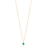 18ct Yellow and White Gold Three Claw Set Pear Shaped Emerald and Round Brilliant Cut Diamond Drop Pendant and Chain