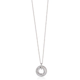 18ct White Gold Pave Set Round Brilliant Cut Diamond Circular Pendant and Chain