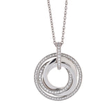 18ct White Gold Pave Set Round Brilliant Cut Diamond Circular Pendant and Chain