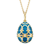 Fabergé Heritage 18ct Yellow Gold Blue Enamel Diamond and Mother of Pearl Water Lily Surprise Locket