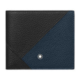 Montblanc Meisterstück Soft Grain Geometry Black and Blue Leather Six Credit Card Wallet