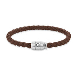 Montblanc Stainless Steel Brown Leather Bracelet