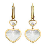 Chopard Happy Hearts 18ct Yellow Gold Mother of Pearl and Diamond Drop Earrings