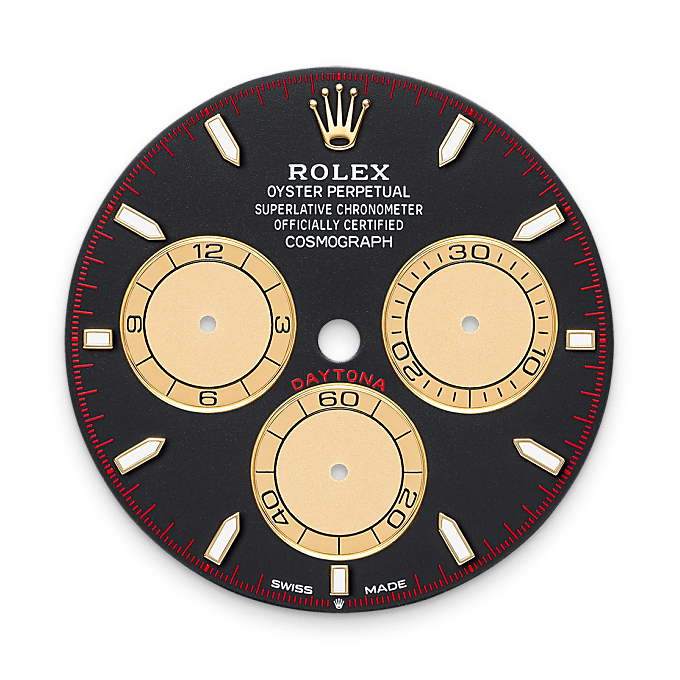 Intense black and Champagne-colour dial
