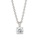 18ct White Gold Four Claw Set Round Brilliant Cut Diamond Pendant and Chain