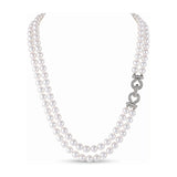 18ct White Gold Akoya Cultured Pearl Two Strand Necklace