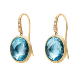 Marco Bicego Jaipur 18ct Yellow Gold Sky Blue Topaz and Diamond Drop Earrings