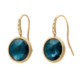Marco Bicego Jaipur 18ct Yellow Gold London Blue Topaz and Diamond Drop Earrings