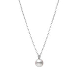 Mikimoto Classic 18ct White Gold Akoya Cultured Pearl and Diamond Pendant and Chain
