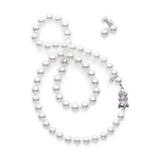 Classic 18ct White Gold Stud Earrings and Necklace Set