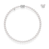 Classic 18ct White Gold Stud Earrings and Necklace Set