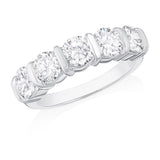 Platinum Bar Set Round Brilliant Cut Diamond Half Eternity Ring