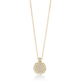 18ct Yellow Gold Grain Set Round Brilliant Cut Diamond Cluster Pendant and Chain