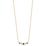 18ct Yellow Gold Rub Set Round Cut Sapphire and Diamond Necklace